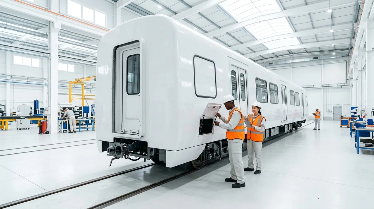 車両メーカー製造ラインの新造車両